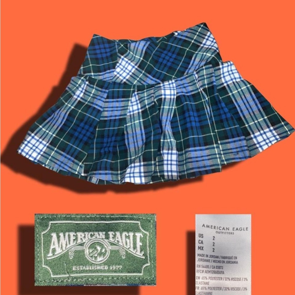 American Eagle Outfitters Green Plaid Mini Skirt